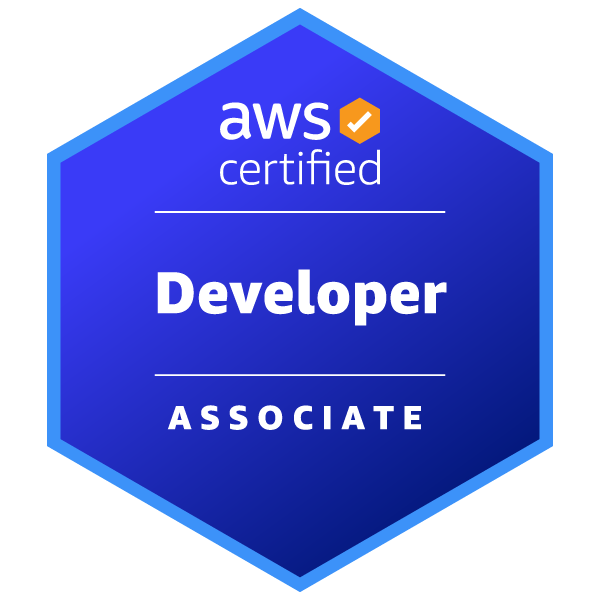 AWS Developer Exam badge at the associates level